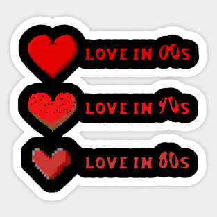 Love over decades red font Sticker